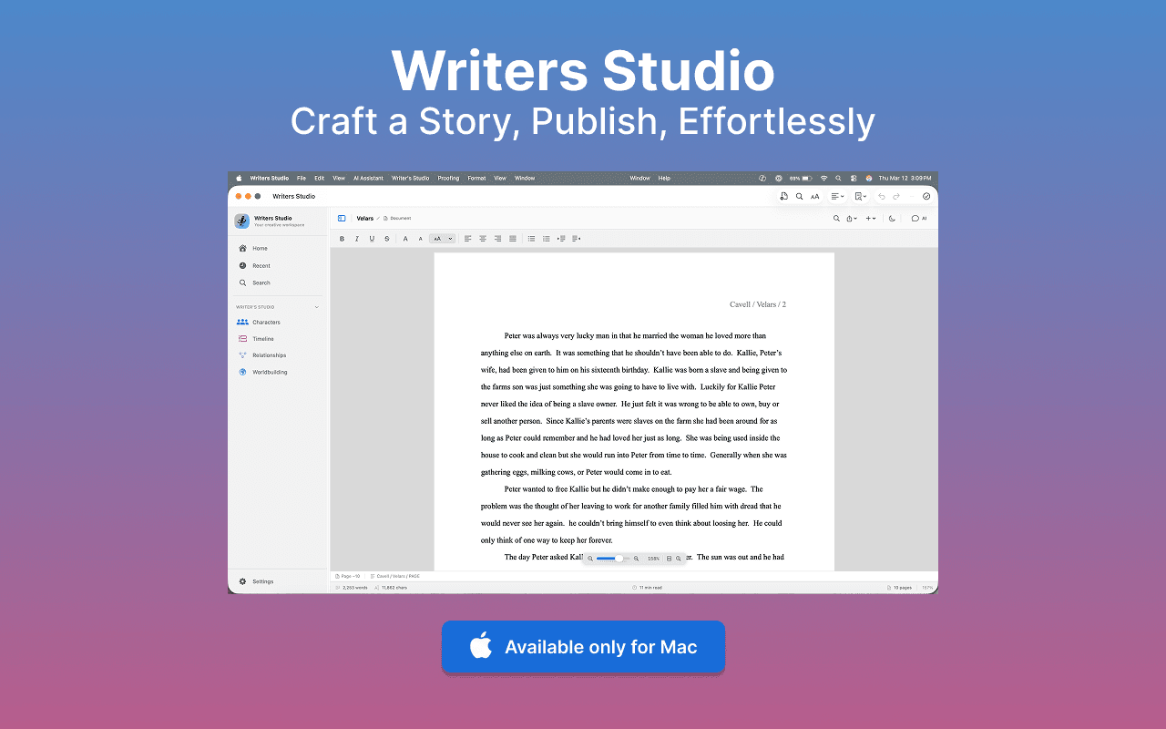 Focused writing editor